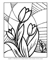 Ausmalbild-Mosaik-Blumen